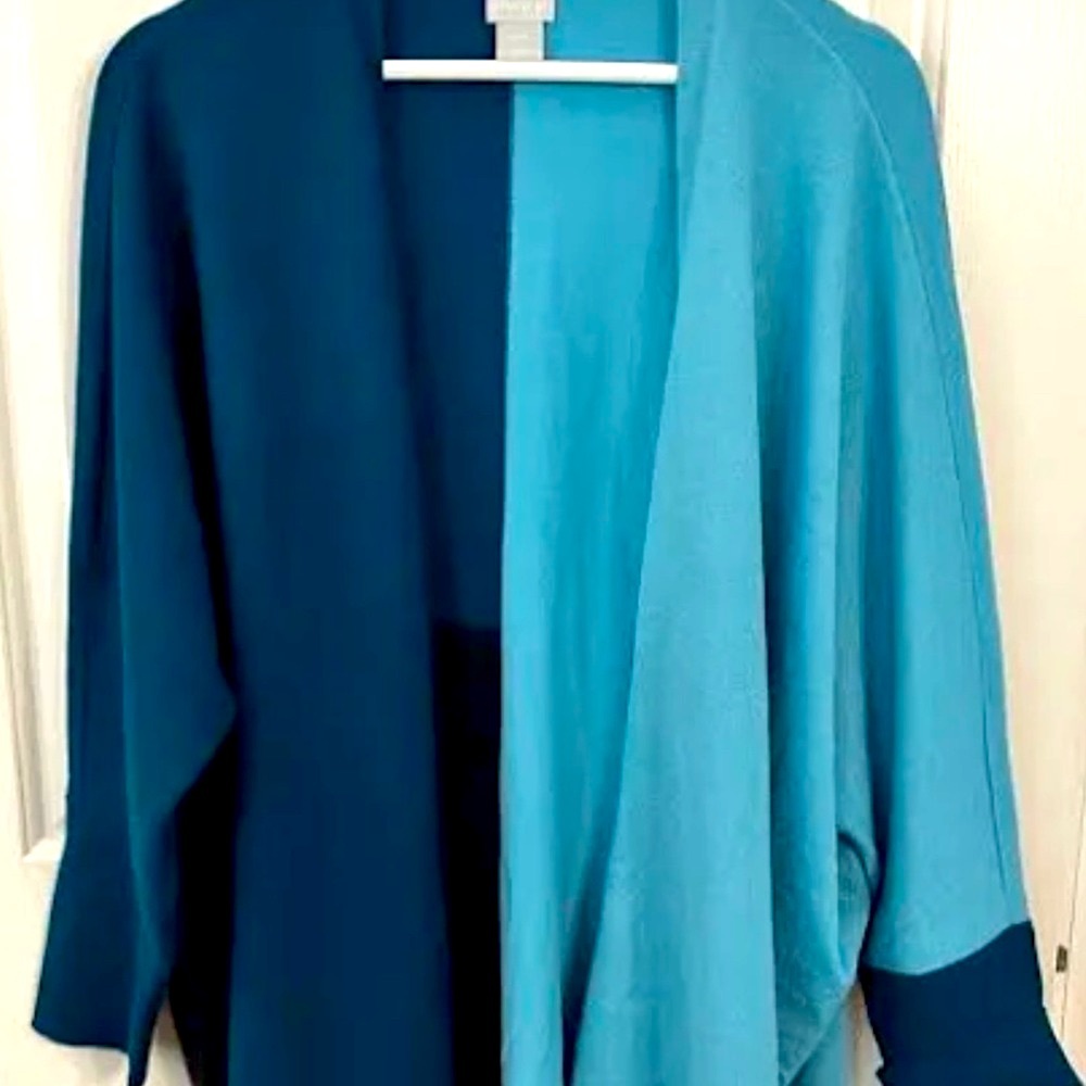 Chico's Woman Cardigan SET. Blue Color Block Women's Sweater Set, NWT, S/M - Picture 11 of 16